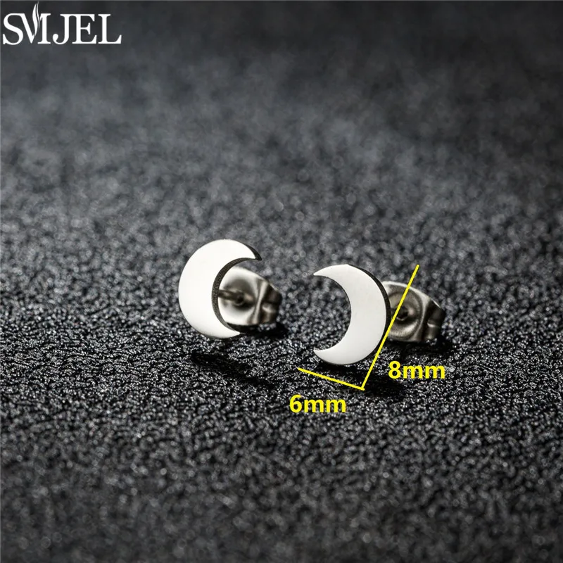 Women's Stainless Steel Mini Stud Earrings, Geometric Design