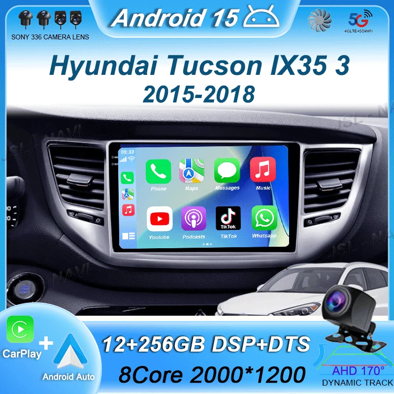 

Android 15 Carplay Car RadioFor Hyundai Tucson IX35 3 2015 2016 2017 2018 2Din Multimedia Video Player Navigation GPS Head Unit