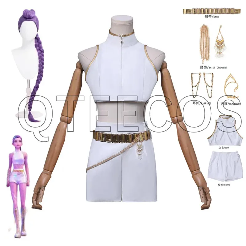 Disfraz de LQDemon Hunters KPop Rumi, traje blanco, ropa coreana para mujeres y niñas, trajes de fantasía para fiesta de Carnaval y Halloween
