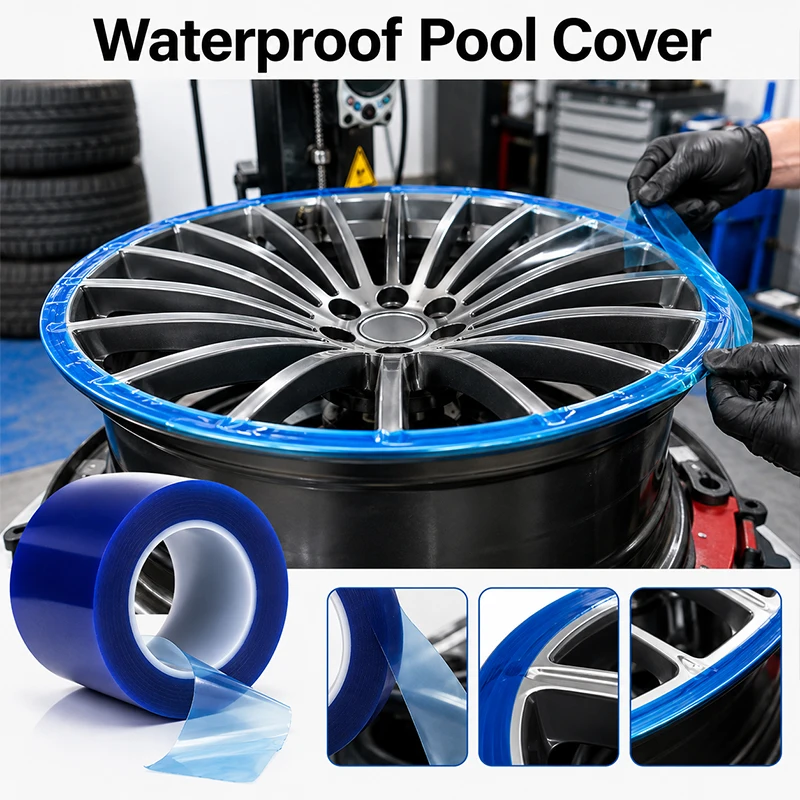 200m Blue PE Static Wheel Rim Protector Film Scratch-Resistant Protection For Cars, Furniture, Appliances, Tables , Electronics