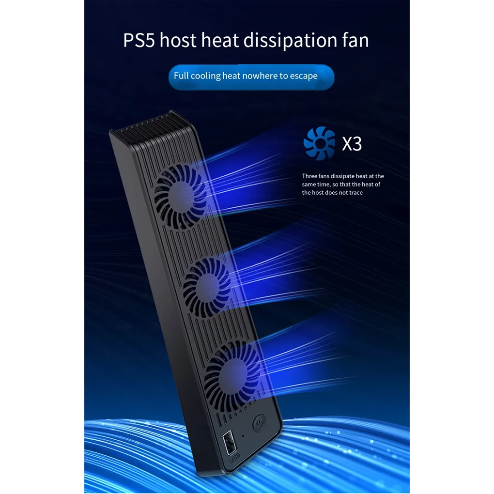 

Console Cooling Fan Silent High Speed Stand with External USB Port Lightweight Portable Accessories Heatsink LED Light