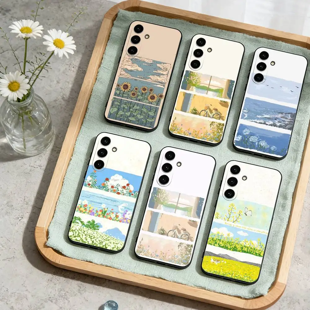 

Column collage with soft illustrations Phone Case For Samsung Galaxy A73,A72,A71,A70,A53,A52,A51,Soft Silicone Black Cover