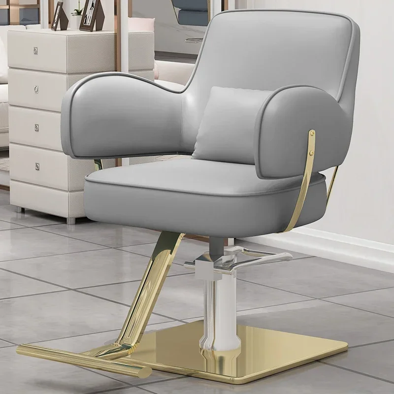 Silla de Metal reclinable para peluquería profesional, cómoda Silla Giratoria para manicura y peluquería