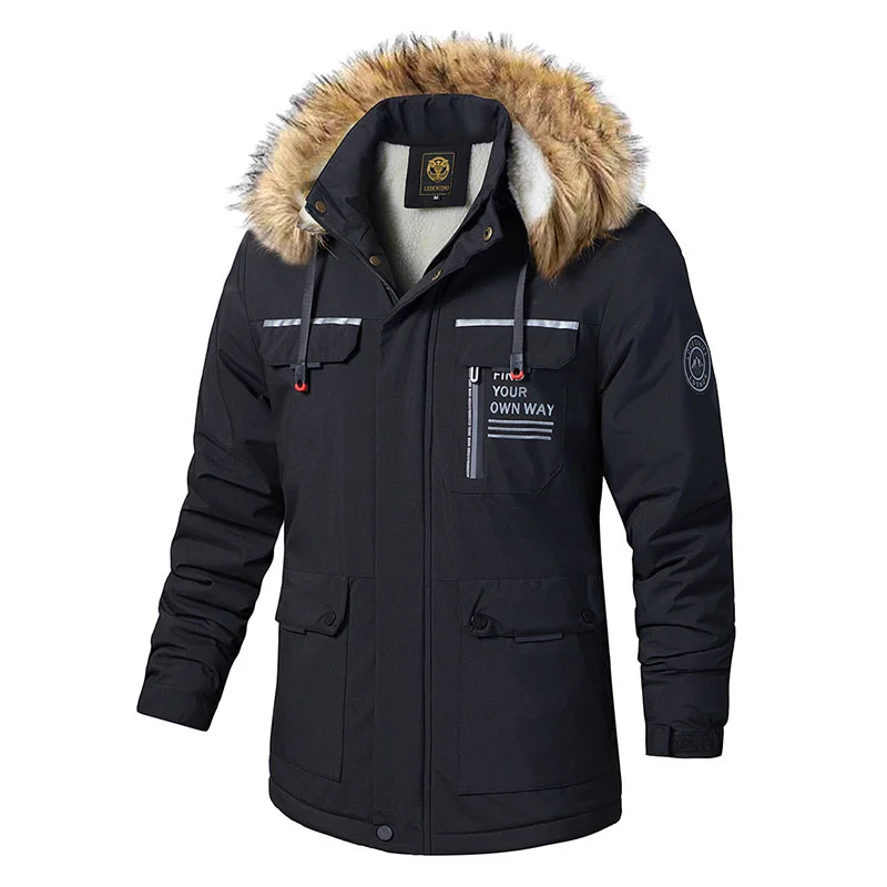 Parka térmica longa masculina, casaco grande, tamanho grande para casacos frios de inverno, jaquetas masculinas, roupas, jatos com capuz, novo