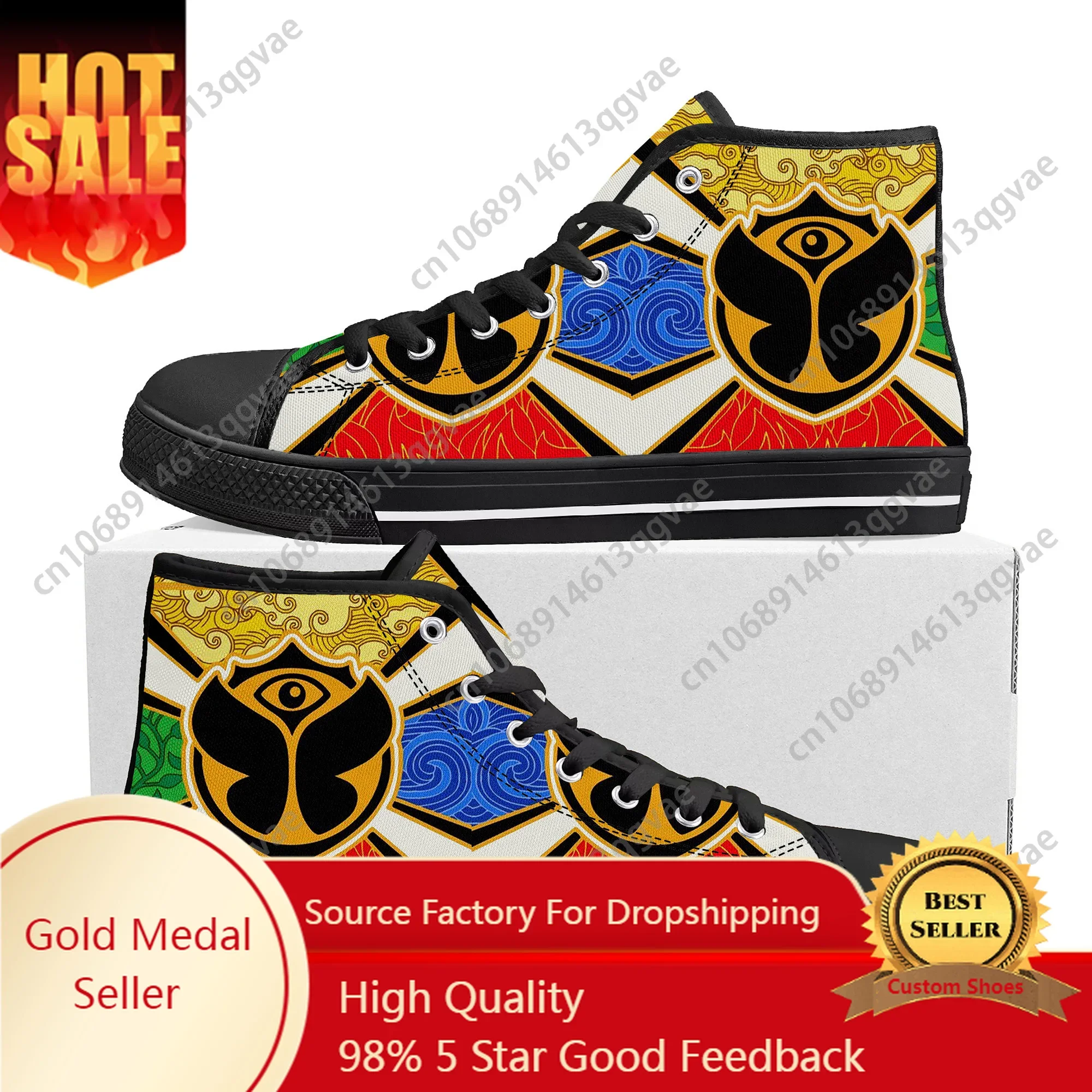 

Tomorrowland Flag Music Festival High Top High Quality Sneakers Mens Womens Teenager Canvas Sneaker Custom Made Couple Shoes