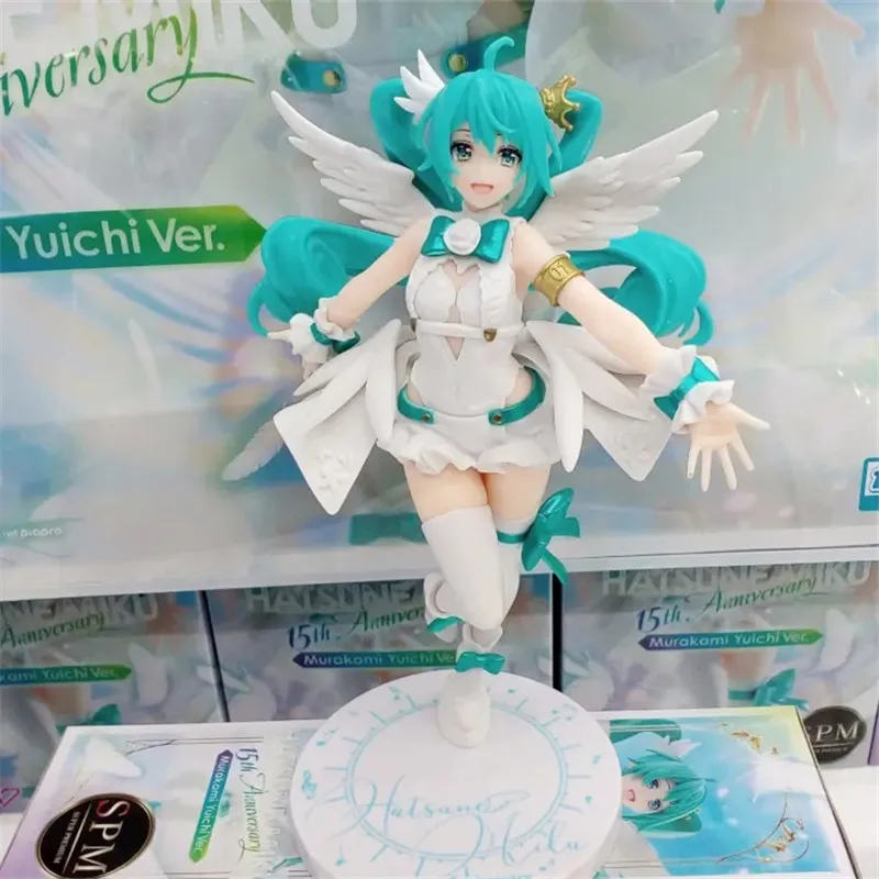 Original Sega Hatsune Miku Figure 15th Anniversary Angel Sleeping Beauty Action Figurines Anime Collection Model Dolls Kid Toys