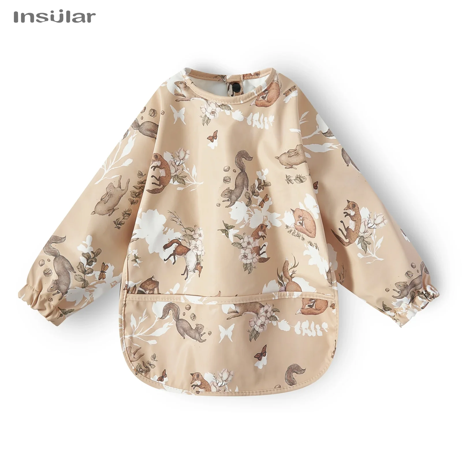 

Children Feeding Burp Cloths Aprons Long sleeve Baby bib with Pocket Full Cover Baby Bibs with Pocket waterproof long sleeve bib