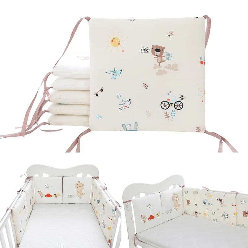 

6 Pcs Baby Soft Cotton Crib Bumper Newborn Bed Cot Protector Pillows Infant Cushion Mat Nursery Bedding Room Decor