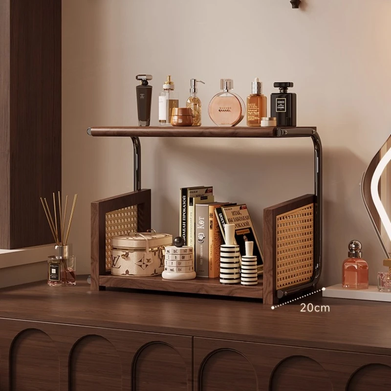 

Vintage Storage Cabinet Black Walnut Display Shelf for Tea Mugs Rustic Coffee Station Organizer Multi-layer Snack Storage Rack