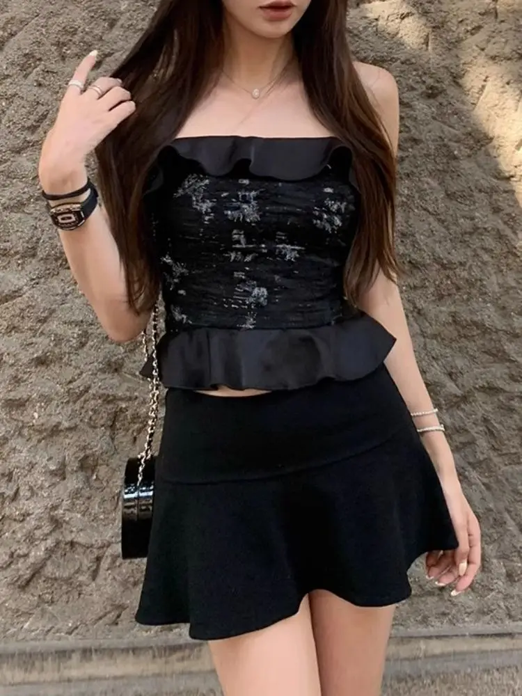 Faldas para mujer de gamuza sintética con cremallera Micro Mini club nocturno fetiche Sensual Edgy tendencia novedosa trajes de calle juveniles de moda