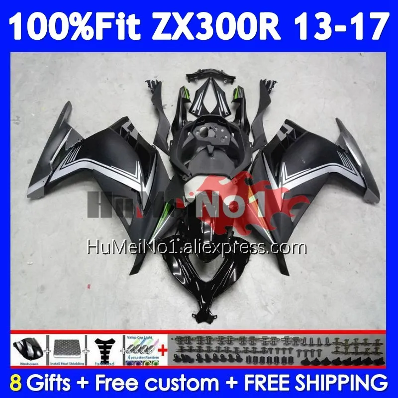 Matte black Body For KAWASAKI NINJA ZX-300 ZX 300 R 300R 13 14 15 16 17 233No.12 ZX300R ZX300 2013 2014 2015 2016 2017 Fairing