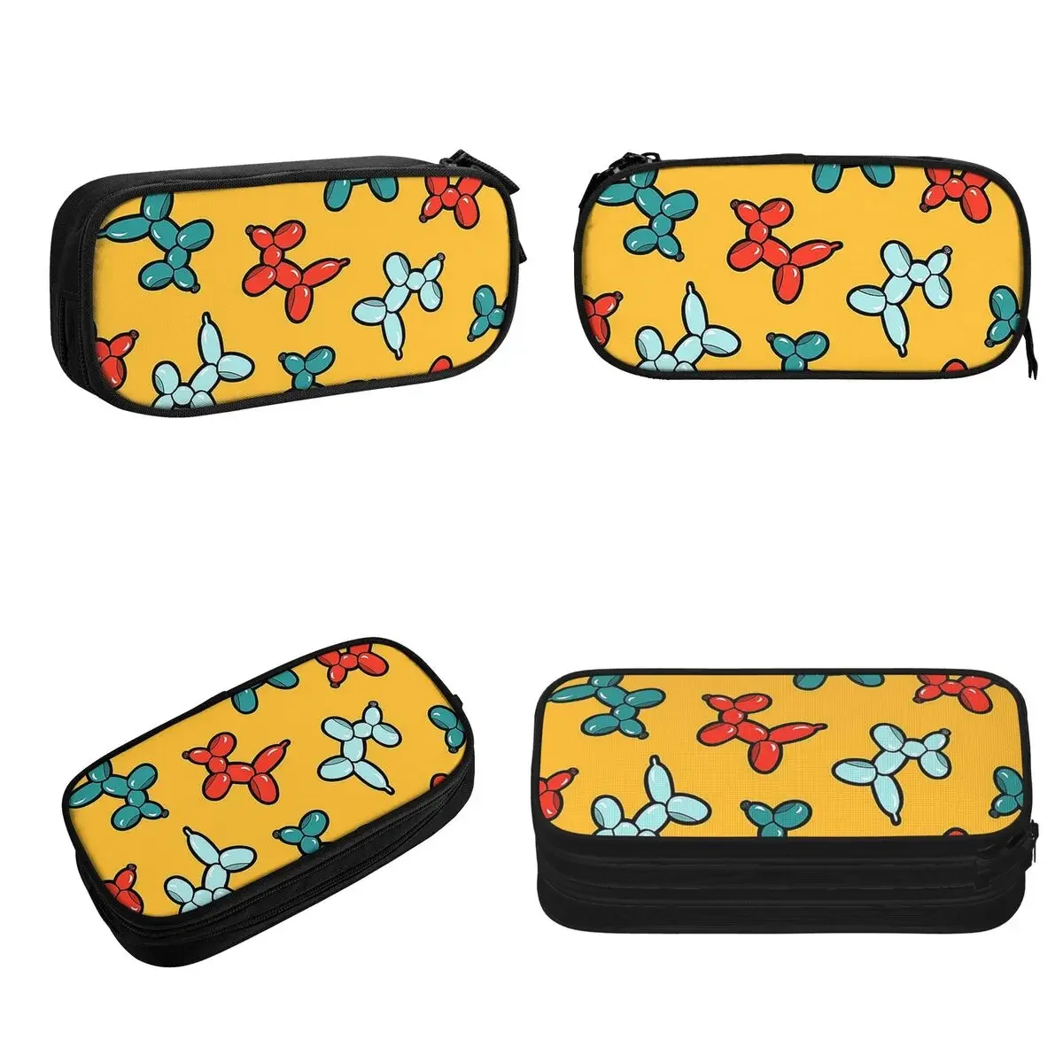 Balloon Animal Dogs Pattern In Yellow Pencil Cases Large Storage Pen Bags Pen Box Pencil Pouch For Boys Girls Student Stationery