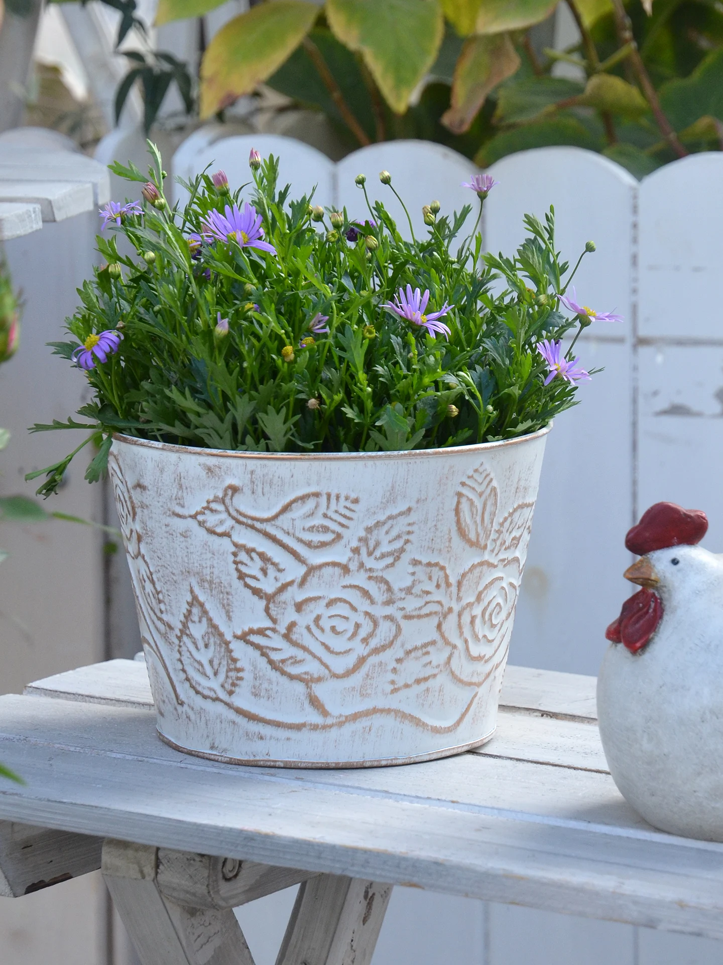 

Rustic Iron Flower Buet Vintage Pred Flower Pots Living Room Decorative Metal Barrel Country Sle Flower Vase