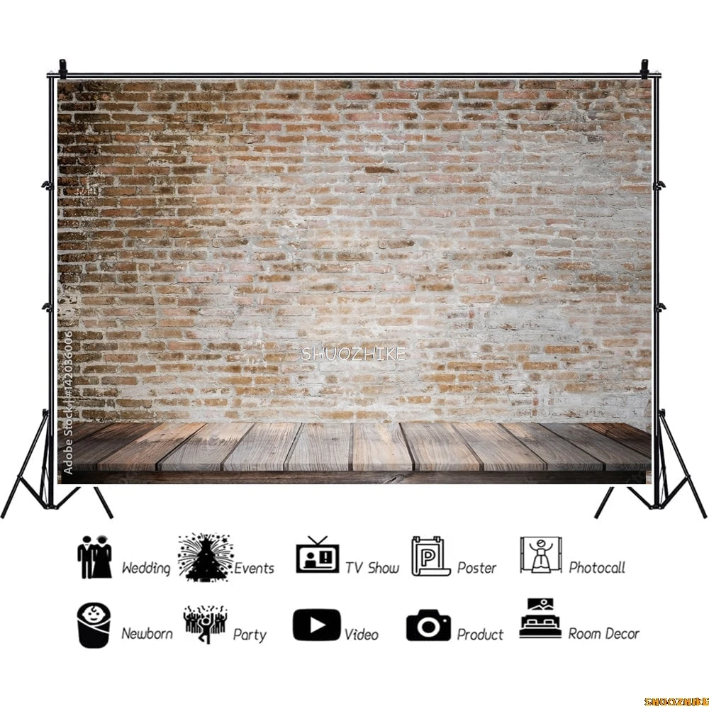 SHUOZHIKE نسيج جدار من الطوب الأسود المثالي مع الشقوق والعيوب التصوير خلفية استوديو الصور الخلفيات الدعامة QZ-06