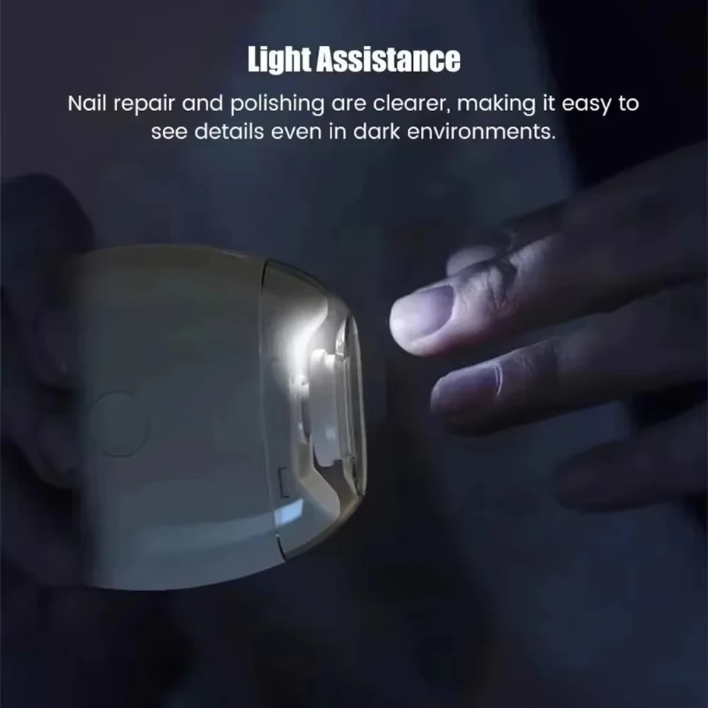 2 IN 1 Electric Nail Clipper Cutter With LED Light Automatic Nail Grinder Trimmer For Baby Adult Mini Manicure Tools Nail Care