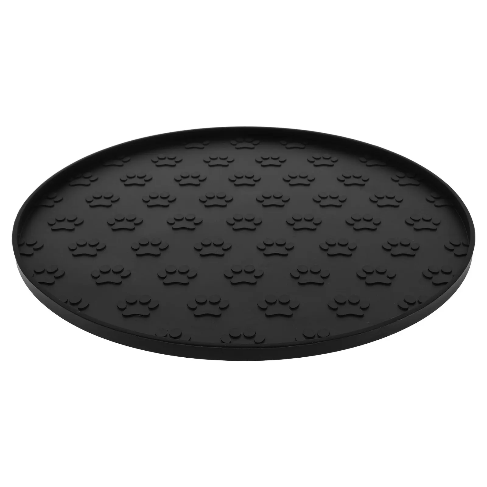 Round Dog Food Mat Raised Edges Waterproof Silicone Pet Feeding Mat for Cat Kitten Bowl Placemat Pet Feeding Tray Non Slip Spill