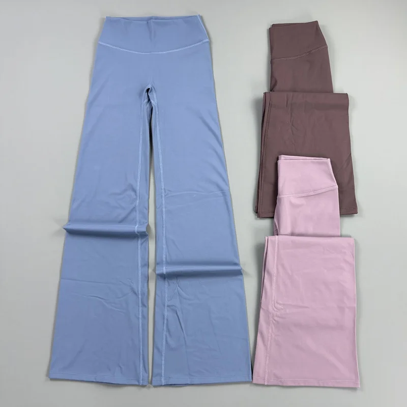 Women Gym Flared Leggings High Waist Sports Pants Quick Dry Yoga Wide Leg Trousers Butt Lift Workout Solid Color Fitness Clothes
