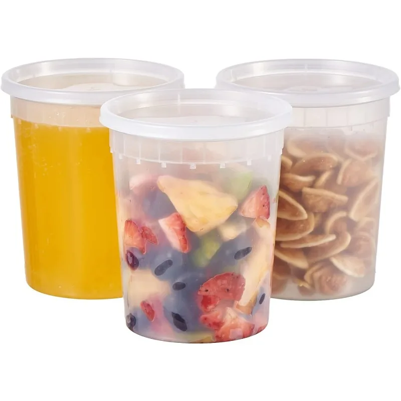 Plastic Deli Containers, Leakproof, Stackable, BPA Free, Microwavable, Freezer Safe