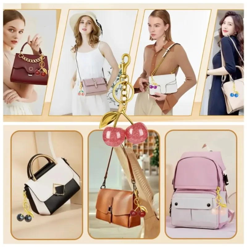 عالية الجودة الصلب قلادة الكرز حقيبة سلسلة مفاتيح سحر الإكسسوارات لحقيبة المدرب المرأة قلادة لطيف سيارة سلسلة مفاتيح سحرية #4