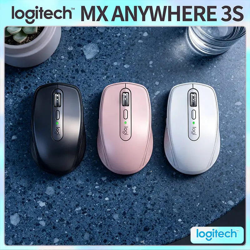 Professional Logitech MX Anywhere 3S - 8000 DPI Darkfield, MagSpeed Scroll, Silent Click, 3-Device Connect for Office