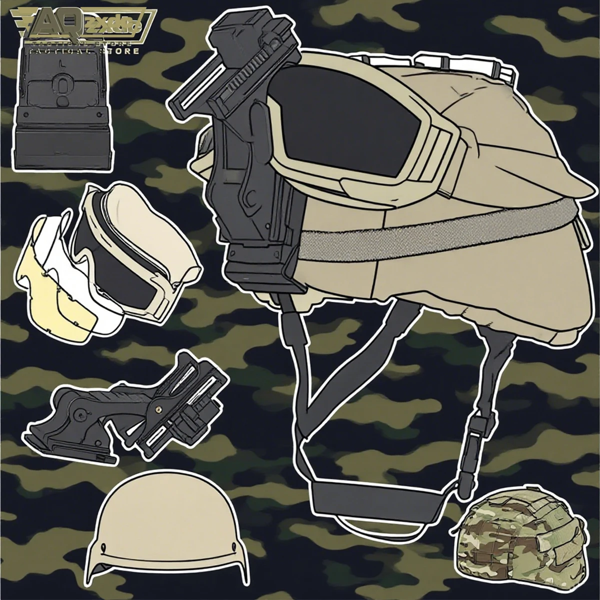 

Набор тактического защитного снаряжения, шлем MICH2000 с противотуманными очками, чехол для шлема, камуфляжный металлический шлем, металлический для детей BBS