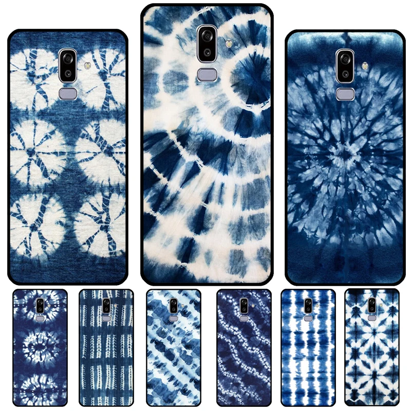 Shibori indigo Tie Dye For Samsung Galaxy A3 A5 J1 J3 J5 J7 2016 2017 J4 J6 A6 A8 Plus A7 A9 J8 2018 Phone Case