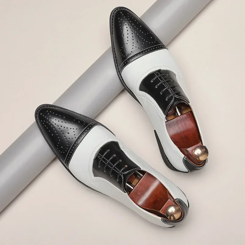 New Brogue Shoes for Men Dress Shoes Lace-up Pointed Toe Business Formal Shoes Men  Size 38-46