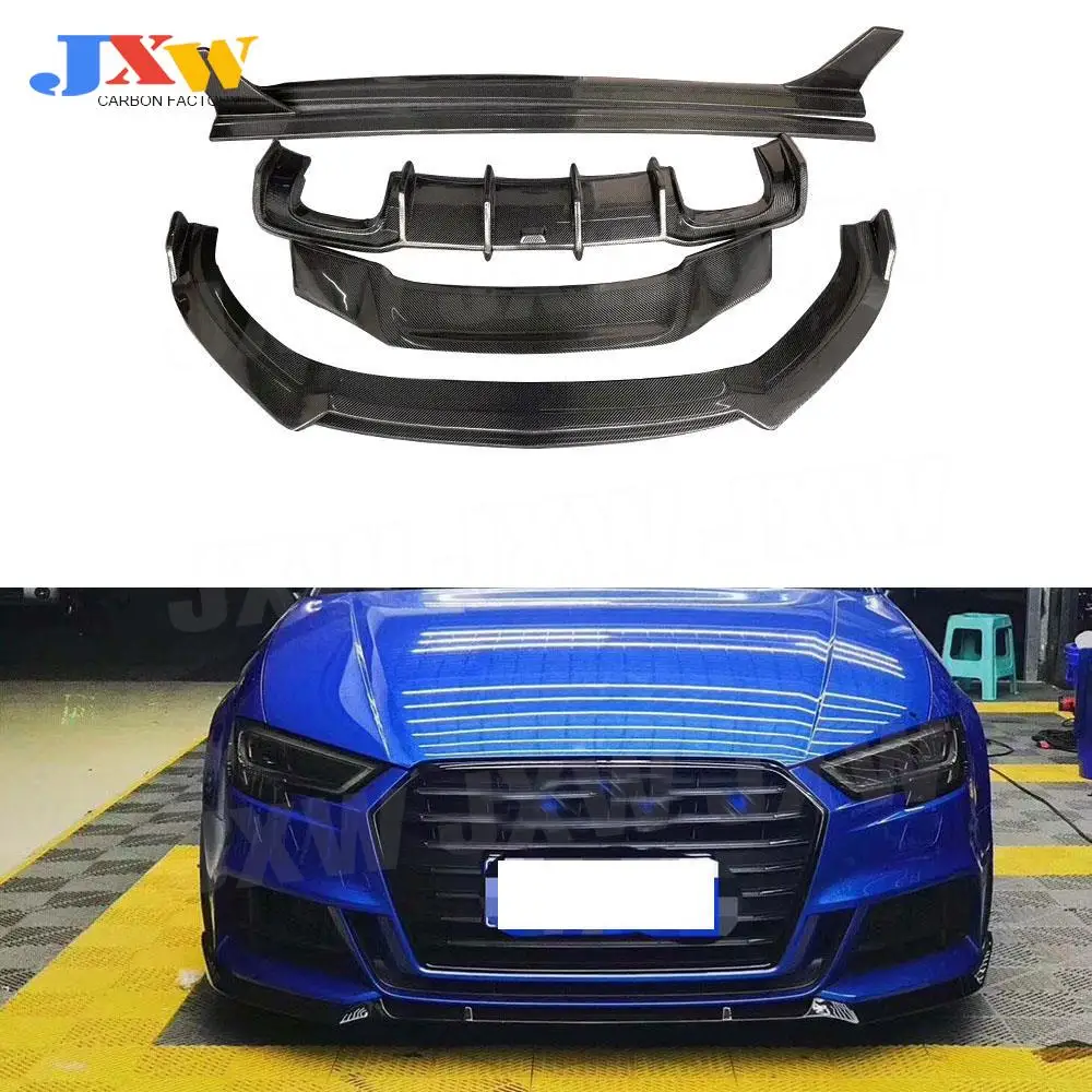 

Carbon Fiber Front Lip Rear Diffuser Spoiler Side Skirts Body Kit For Audi A3 S3 Sedan 2017 2018 2019 Bumper Guard Car Styling