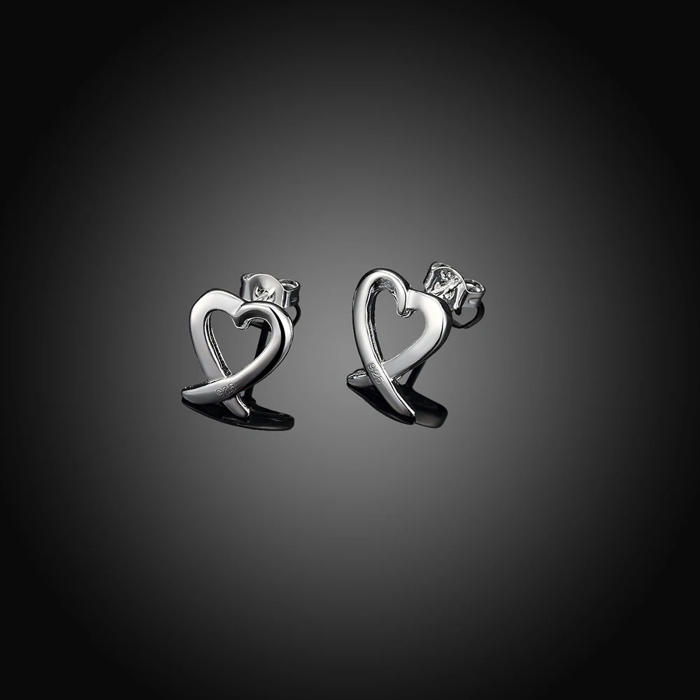 925 Pure Silver Jewelry Hot Selling Popular Hairpin Earrings, Heart Shaped Simple Jewelry Wedding Party Earrings for Women