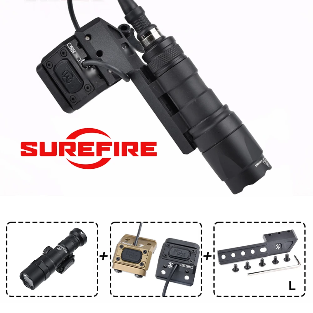 Kit de base décalé latéralement avec bouton UNITY pour lampe tactique SureFire M300B M600C M600B, compatible rail 20mm, pour airsoft et chasse, avec interrupteur à pression