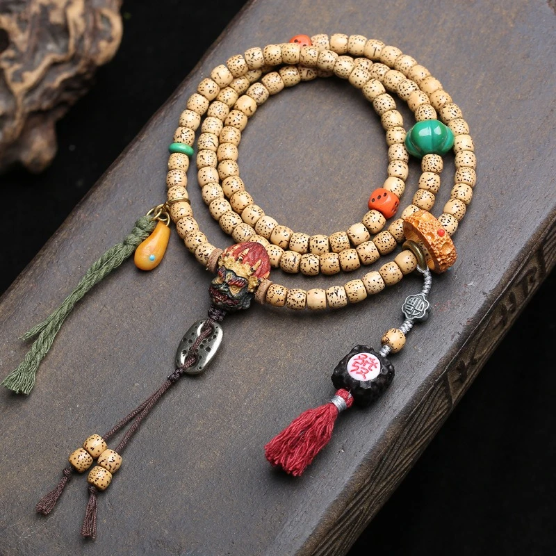 Natural Star Moon Bodhi 108 Buddha Beads, Deer Horn, Mahakala, Three-way, Sandalwood Accessories