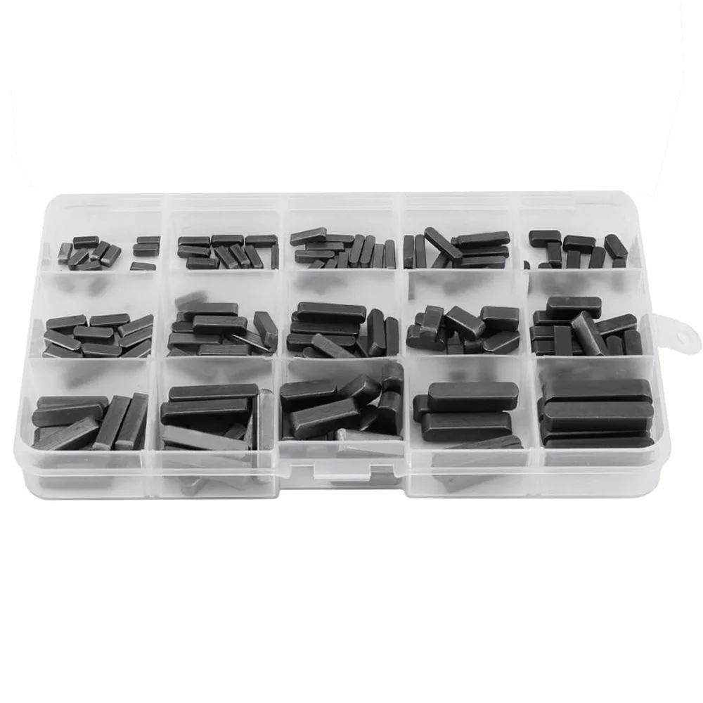 140Pcs Square Parallel Feather Keys Kit 3/4/5/6mm Flat Key Stock Assortment Set for Mechanical Equipment