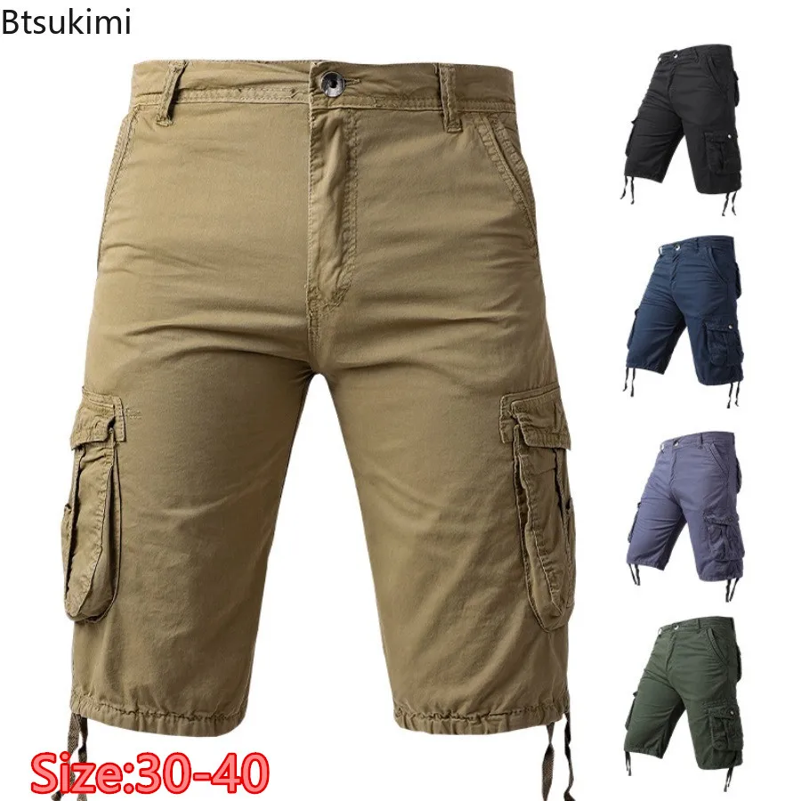 

Summer New 100% Cotton Shorts Men's Casual Loose Cargo Pants Fashion Multi-pockets Capris Men Beach Sport Shorts Tooling Shorts