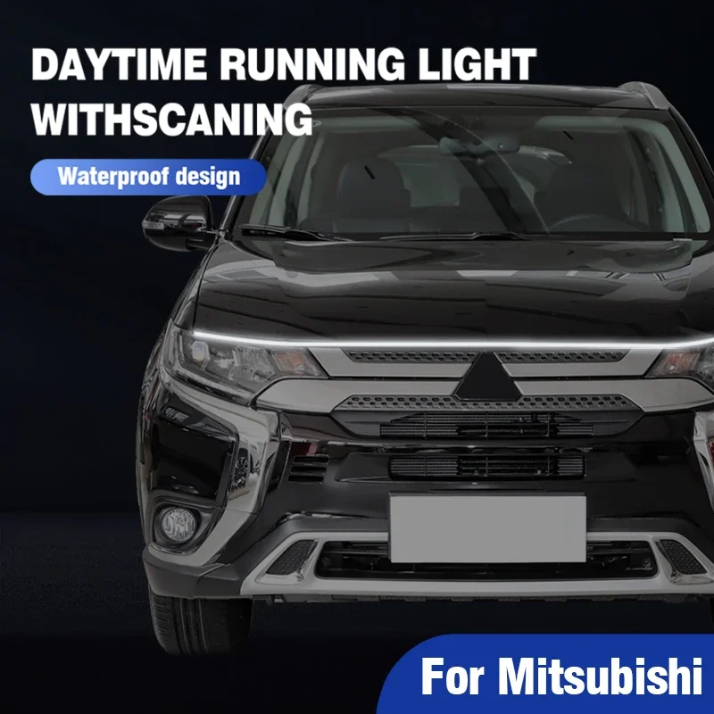 For Mitsubishi Asx Lancer Pajero Outlander L200 Delica Eclipse 12V Scan Starting Car Hood Light Strip LED Daytime Running Light