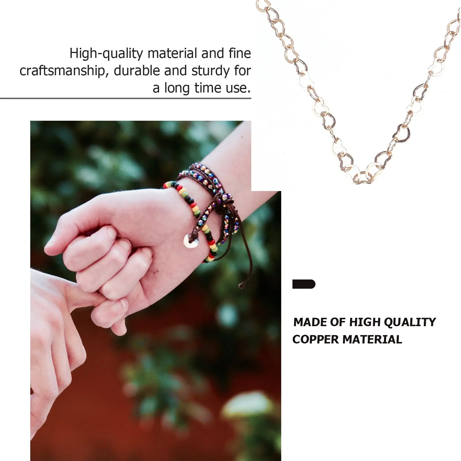 

Heart Link Chain Copper DIY Jewelry Making Necklace Shape Links Compact Sturdy Sweater Chain Bracelet Accessories Parts Jewelry