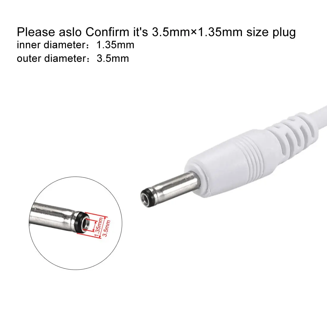1M USB Type-A Male to 3.5 X 1.35mm Plug Barrel DC 5V 1A Connector Charge Cable for USB Fans Desk Lamps Mini Charging Speakers