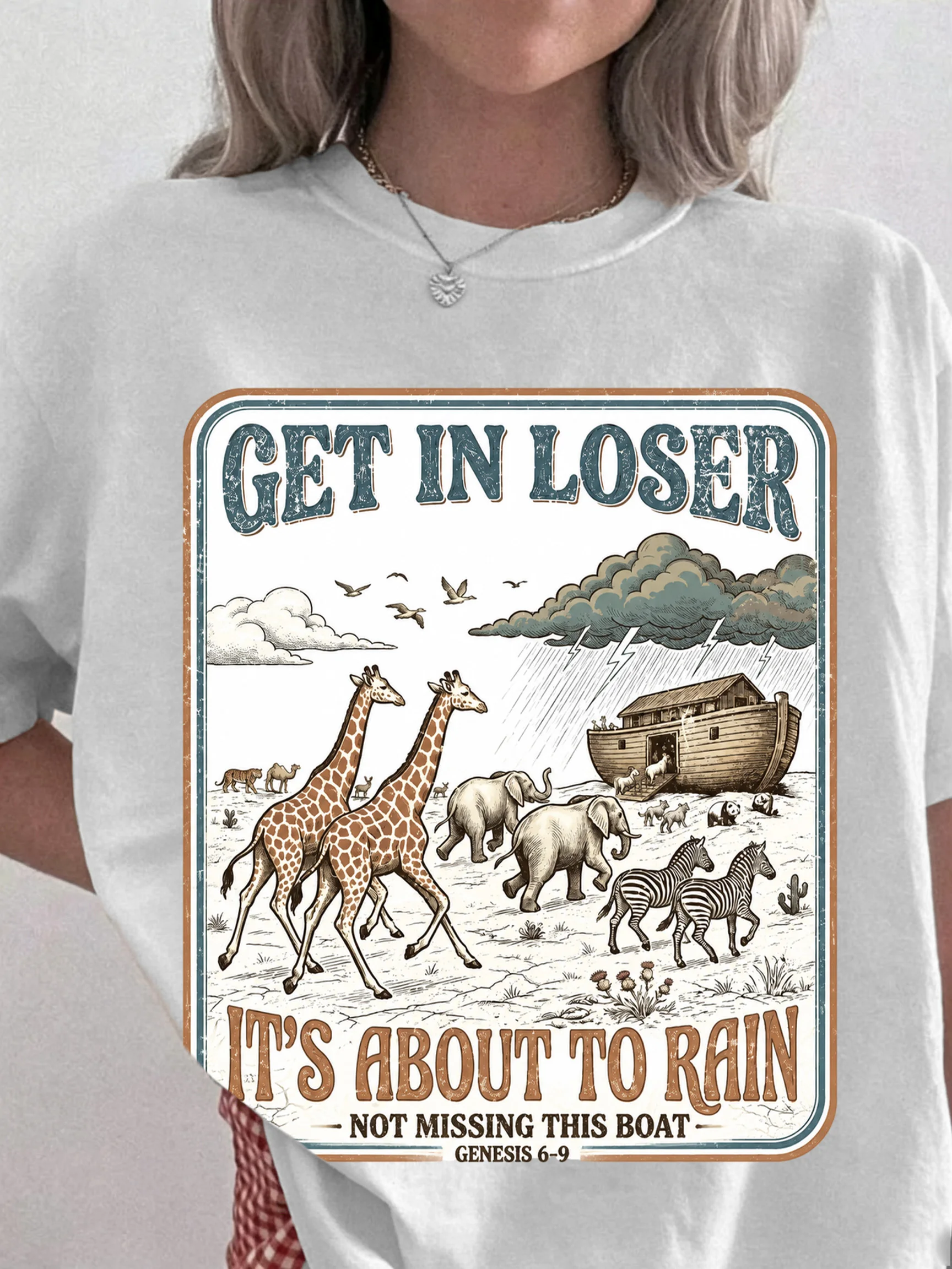 【WZM17784】Large size women's short sleeved T-shirt animal world printed short sleeved street fashion casual round neck summer