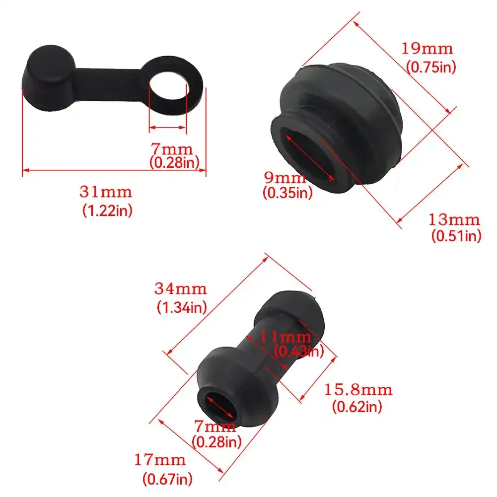 Brake Bleeder Screw Cap, Tampa contra poeira da bomba, Tampa contra poeira de borracha, Dustproof para motocicleta, Encaixe Zerk graxa do carro, 3pcs