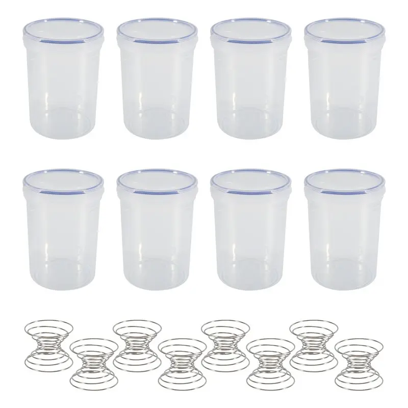 A67M-8 Sets Paint Container Plastic With Stainless Steel Mixing Ball Touch Up Paint Storage Cups For Repainting Leftover Paint,1