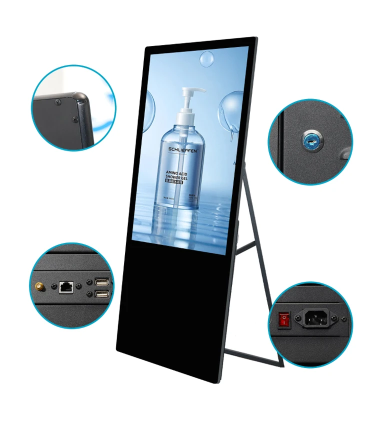 Custom 32 43 49 55 65 Inch Indoor Portable Digital Signage 2K/4K LCD DigItal Poster Advertising Player
