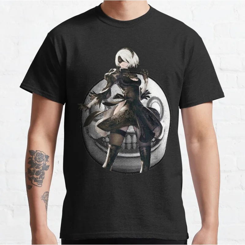 

Nier Automata 2B Emil YoRHa 80s vintage video game Anime t shirt for man 100% cotton printed large size tops S-6XL clothes
