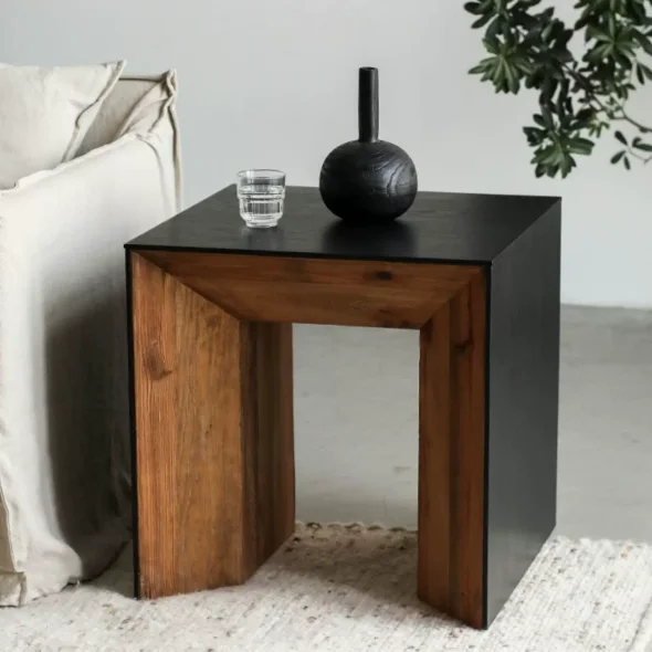 ￥%Solid wood small coffee table, vintage living room sofa side , square wooden table, Japanese minimalist tea table tea stand