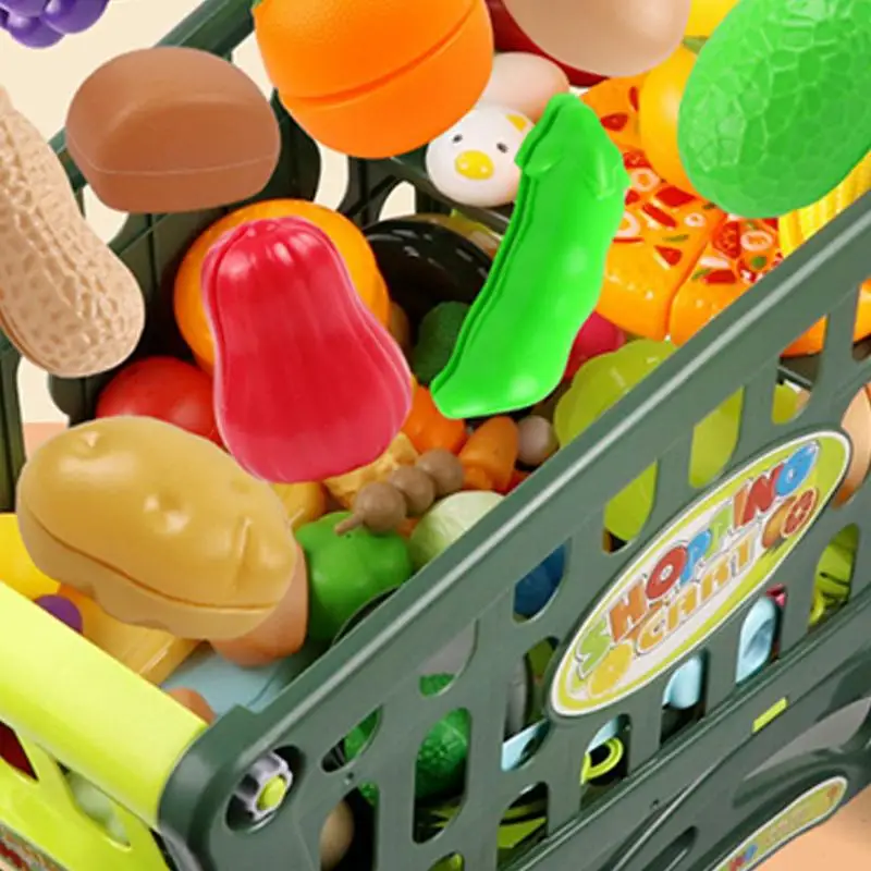 Shopping Cart Toy Baby Small Trolley Children Play House Fruit Cut Music Kitchen Supermarket Men and Girls Early Education Toys