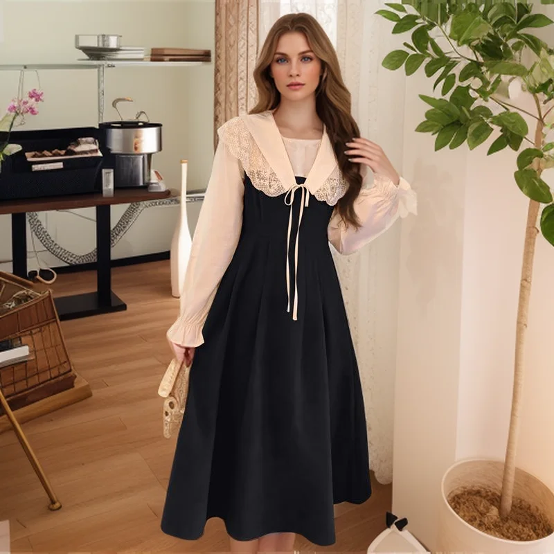 Plus Size 6XL 150KG Autumn Long Dress O Neck Elegant Party Dresses Long Sleeve Woman Casual Evening Holiday Dress