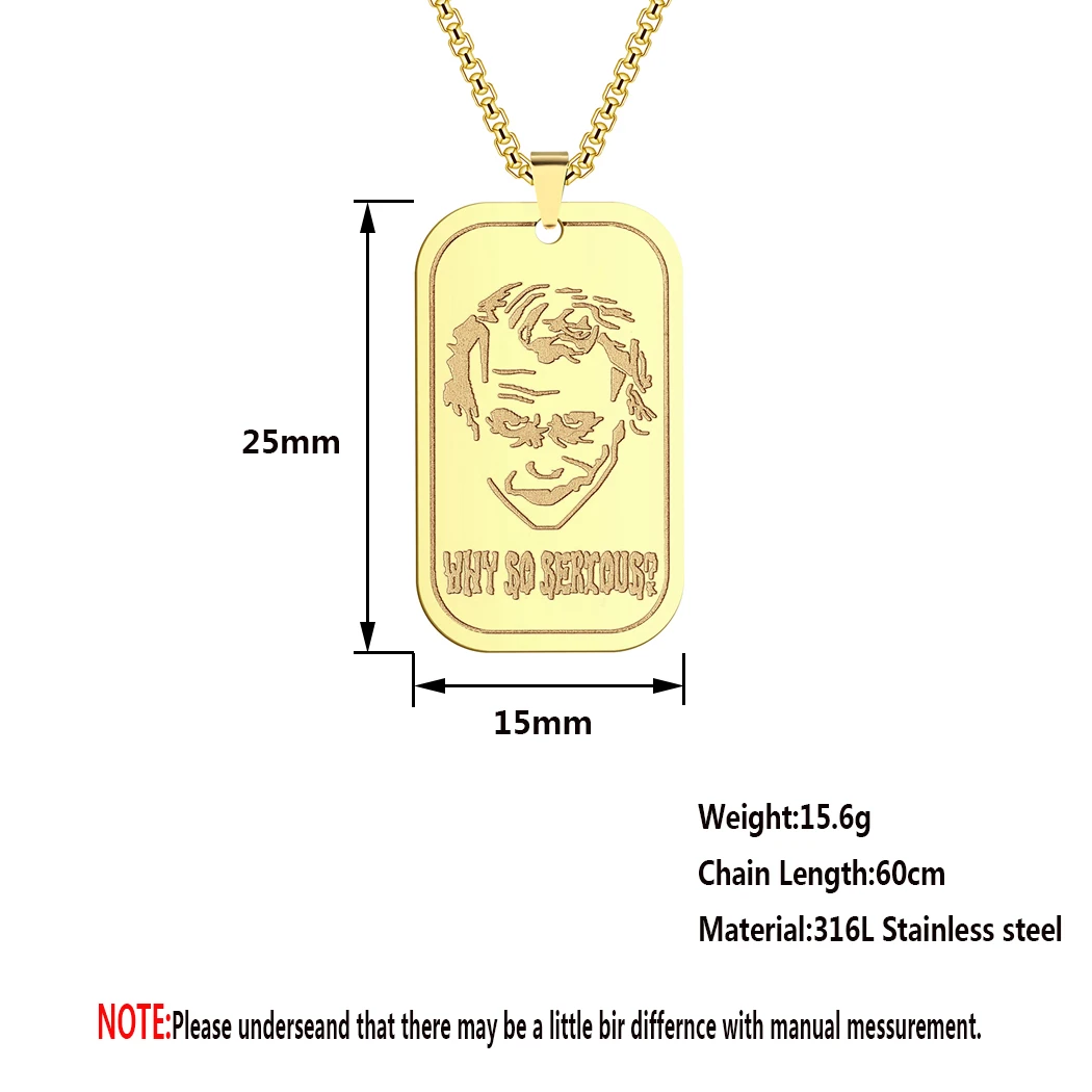 Joker Pendant Stainless Steel Joker Necklace Injustice League Injustice Gang for Men Jewelry