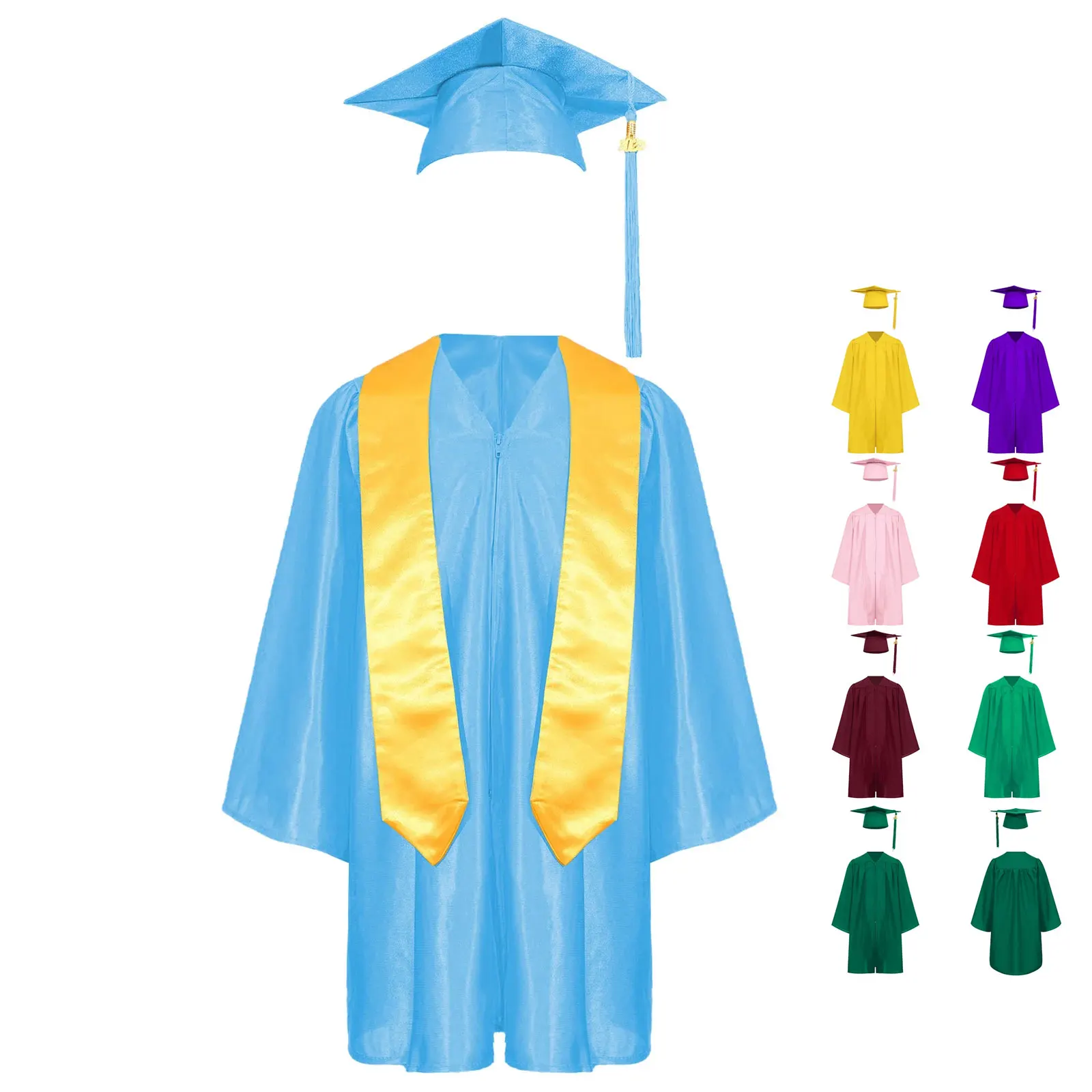 

Boy Girl Primary School Cosplay Outfits Student Bachelor Role Play Costume Middle School College Graduation Gown with Tassel Hat