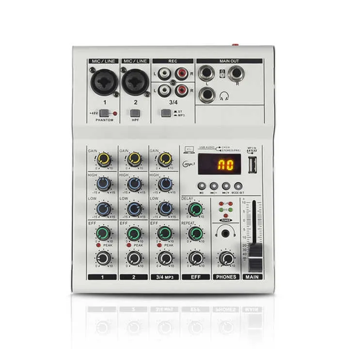 M4-B المهنية 4 قنوات وحدة تحكم صغيرة خلاط 48 فولت USB تسجيل الصوت خلط الصوت وحدة التحكم للاستوديو/المرحلة