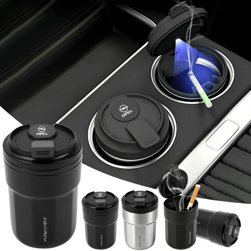 Car LED Ashtray Retardant Ash Case Cigarette Box Ash Holder Accessories For Opel Corsa Astra Insignia Vectra Zafira Meriva Mokka