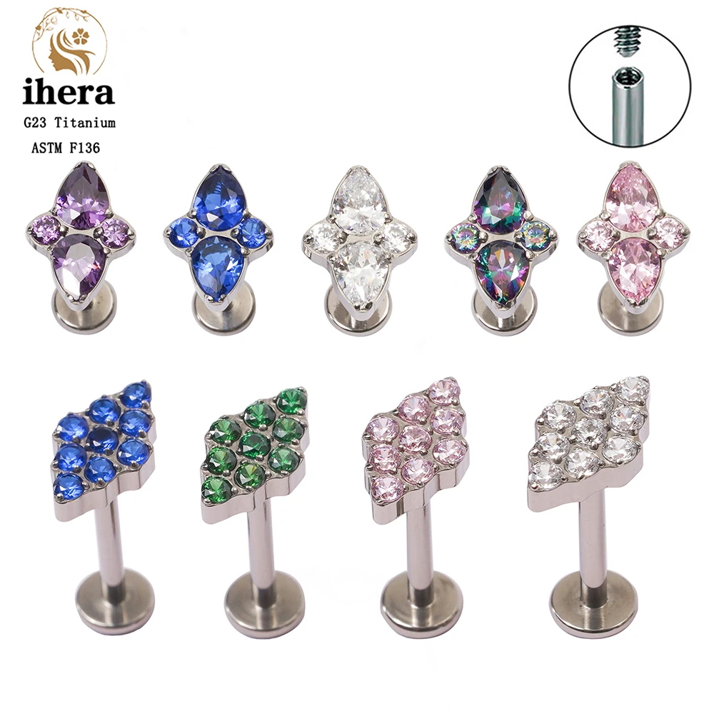 G23 Titanium Crystal Zircon Piercing Stud Earrings for Women Ear Cartilage Tragus Helix Piercing Trendy Jewelry ASTM F136 16G