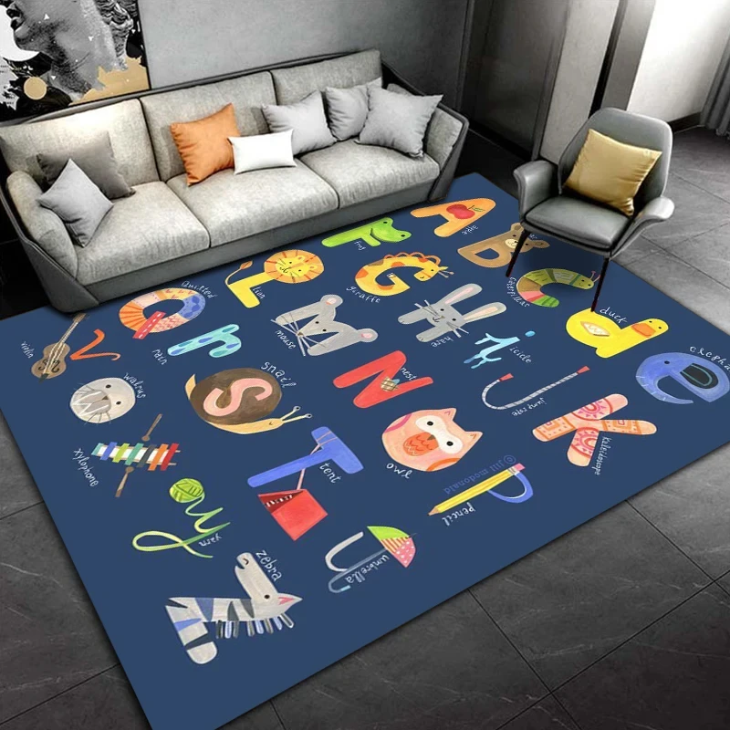 Cartoon Alphabet ABC Printing Carpet Children Crawling Kids Playroom Early Education Area Rug Kids Bedroom Living Room Floor Mat